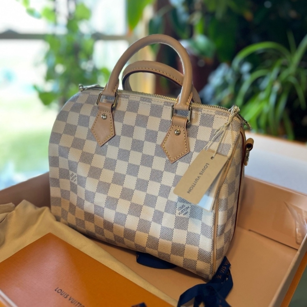 Louis Vuitton Speedy 25 Bandolier Damier Azur (New, Never Used)